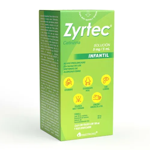 Zyrtec 5 Mg Infantil Solucion 100 Ml Con Dosificador