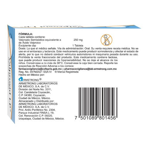 Valprosid Lp 250 Mg Con 30 Tabletas