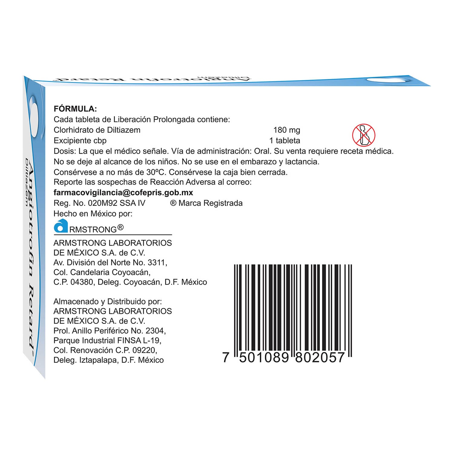 Angiotrofin-Retard 180 Mg Con 10 Tabletas