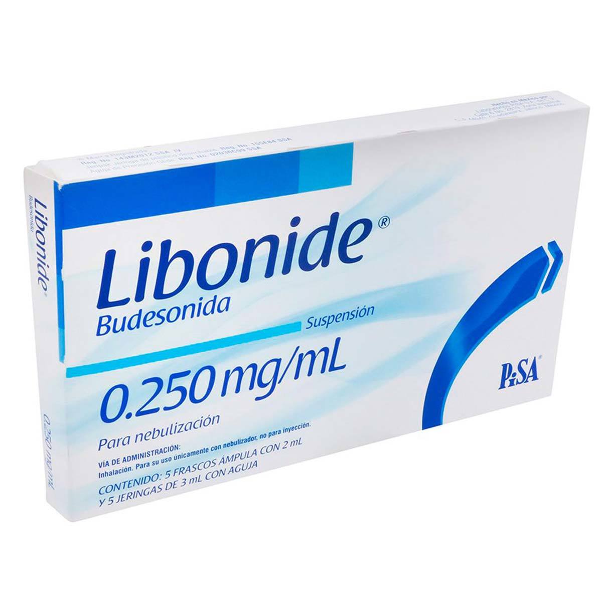 Libonide 0.500 Mg 2 Ml Con 5 Frascos Ampula Con 5 Jeringas De 3 Ml Para Nebulizacion