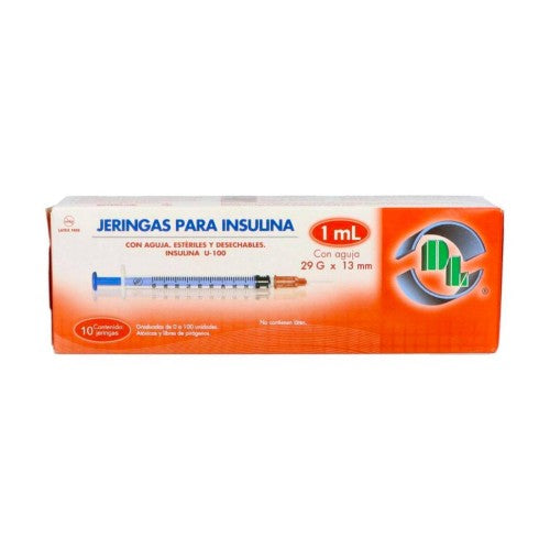 Jeringa 1 Ml Bd Insulina 29 G X 13 Mm C/10 Piezas