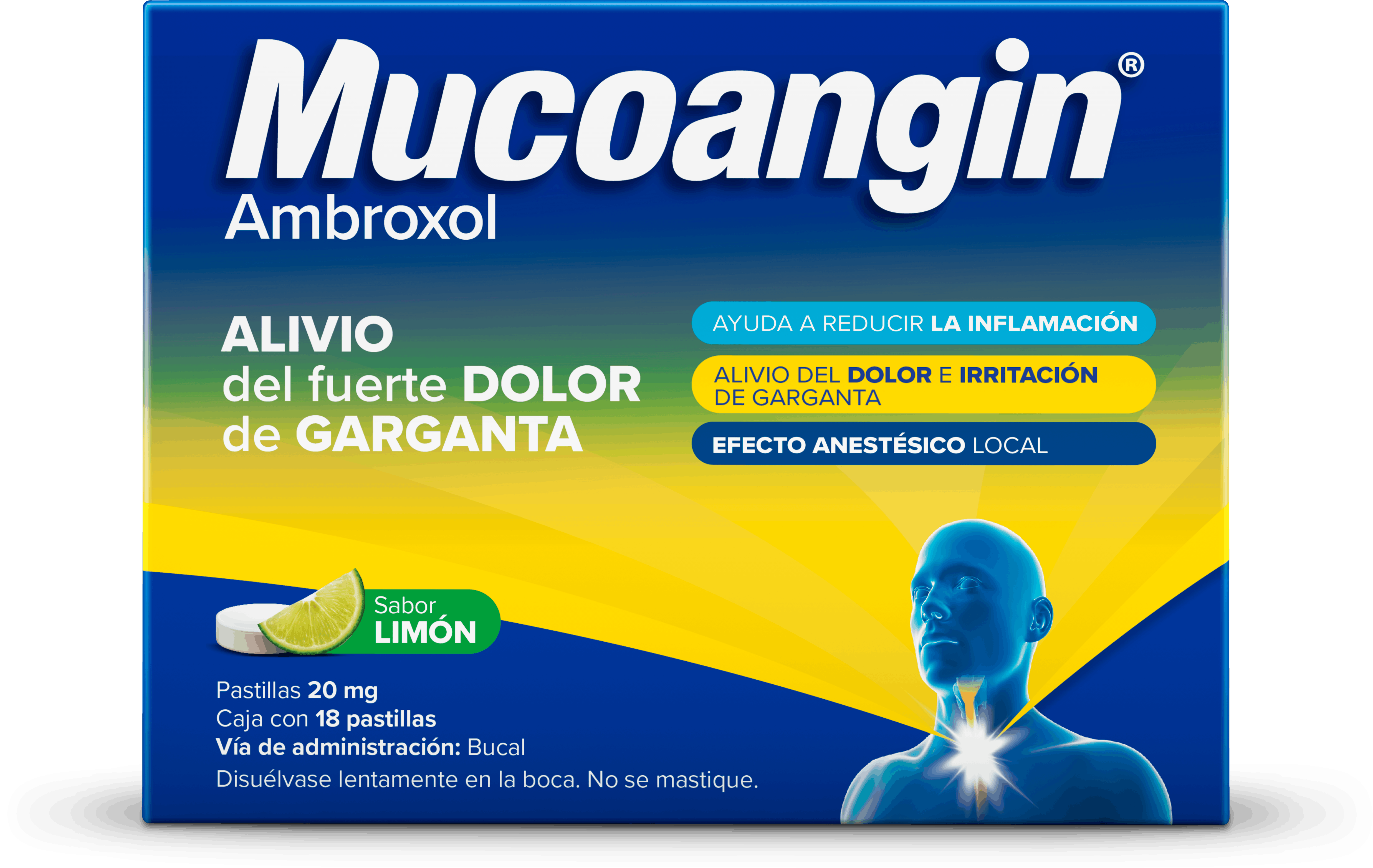 Mucoangin Limon 20 Mg Con 18 Pastillas