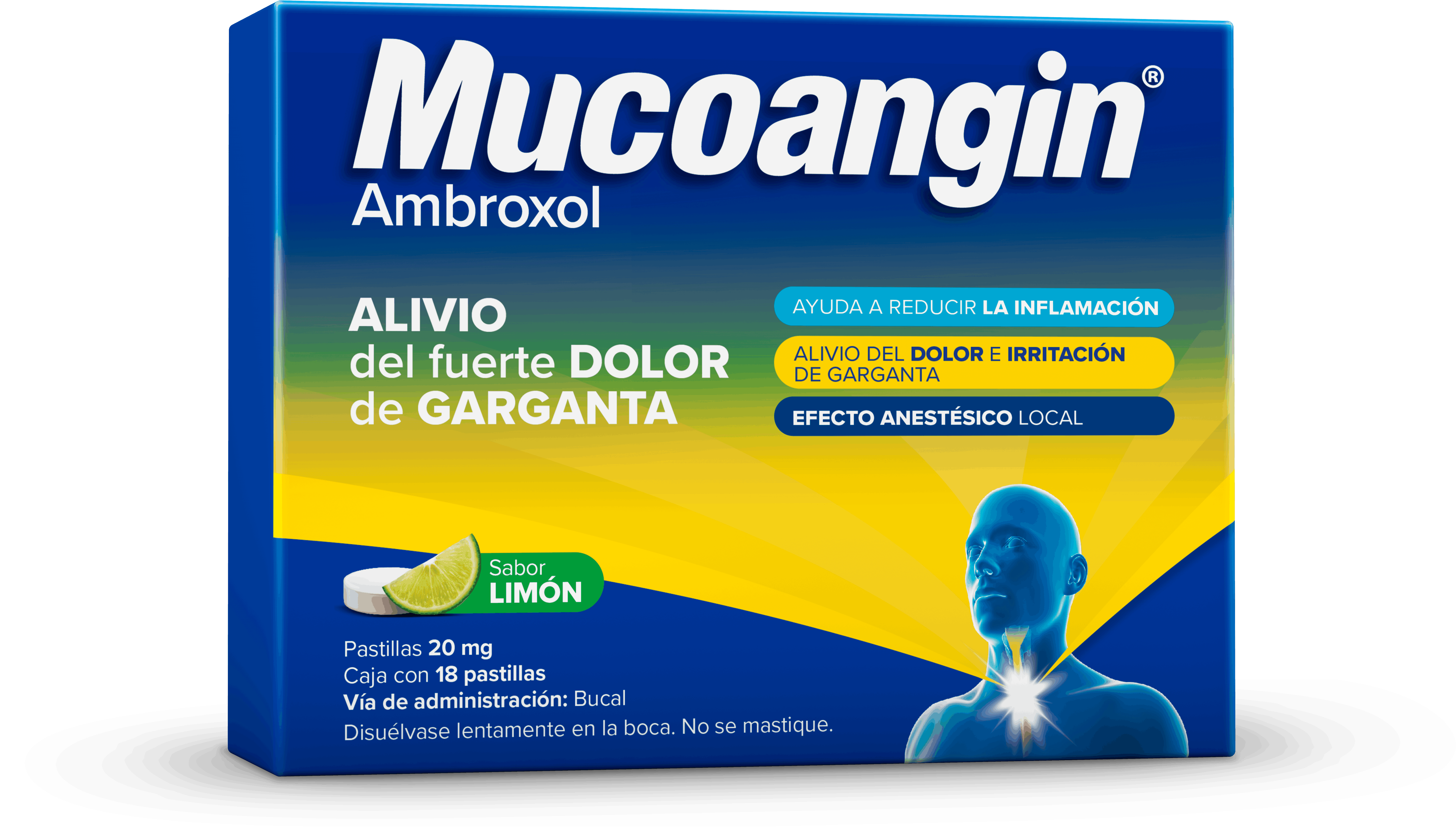 Mucoangin Limon 20 Mg Con 18 Pastillas