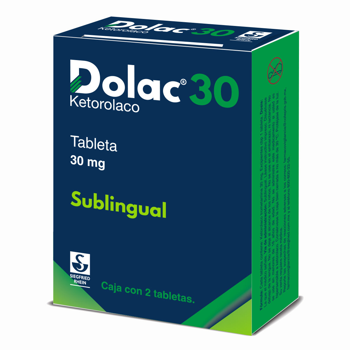 Dolac 30 Mg - Caja Con 2 Tabletas Sublingual Ketorolaco 7501300407016