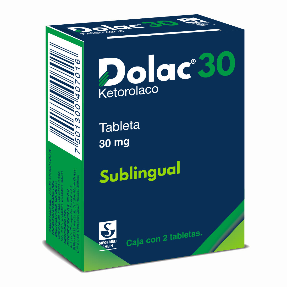 Dolac 30 Mg - Caja Con 2 Tabletas Sublingual Ketorolaco 7501300407016