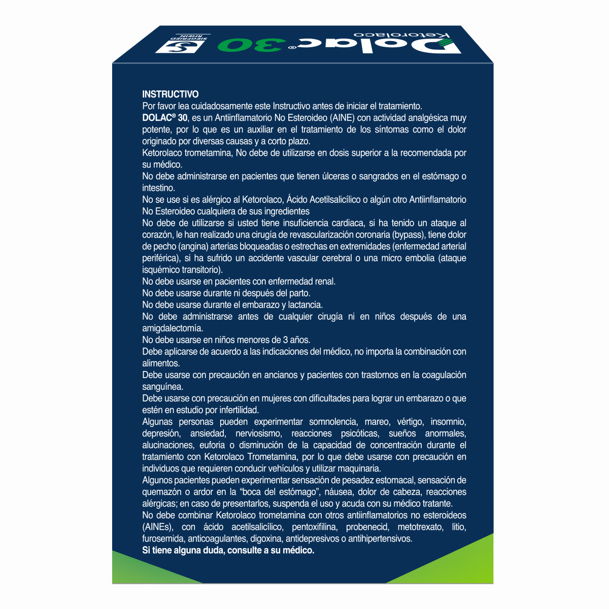Dolac 30 Mg - Caja Con 4 Tabletas Sublingual (Ketorolaco)