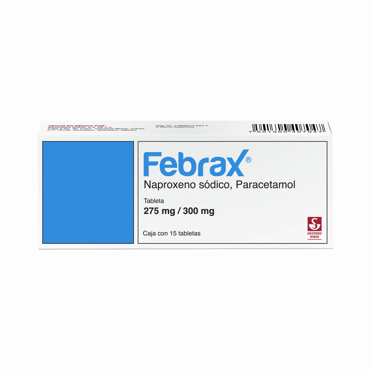 Febrax 275 Mg / 300 Mg - Caja Con 15 Tabletas (Naproxeno Y Paracetamol)