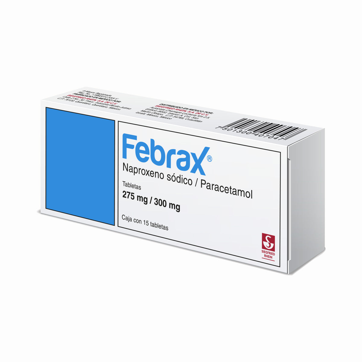 Febrax 275 Mg / 300 Mg - Caja Con 15 Tabletas (Naproxeno Y Paracetamol)