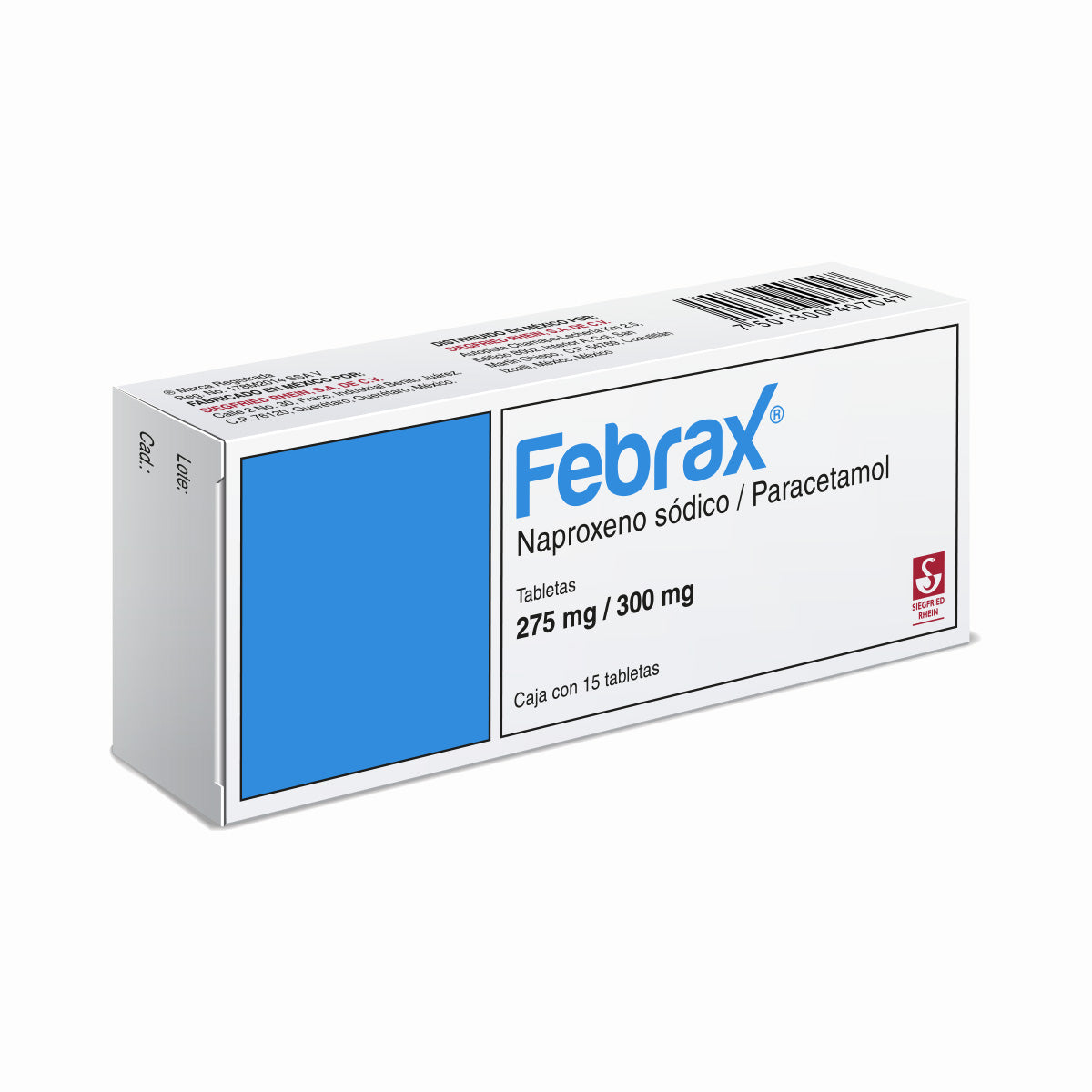 Febrax 275 Mg / 300 Mg - Caja Con 15 Tabletas (Naproxeno Y Paracetamol)