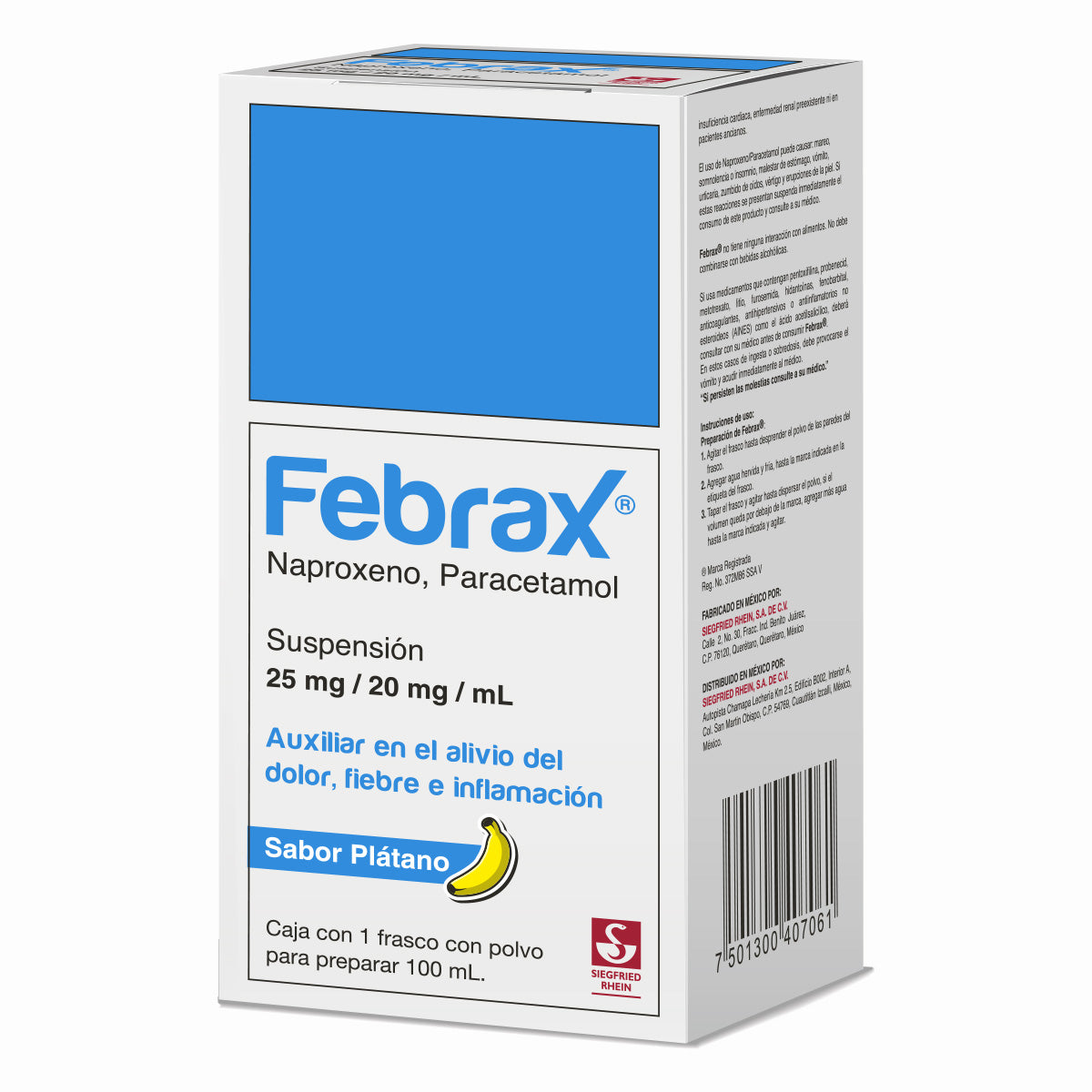 Febrax Niños 25 Mg / 20 Mg - Frasco 100 Ml (Naproxeno Y Paracetamol)