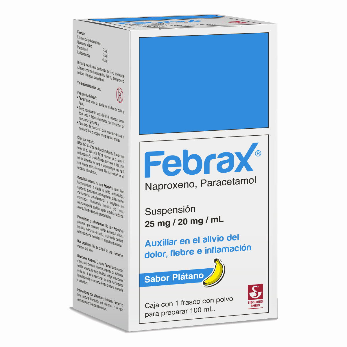 Febrax Niños 25 Mg / 20 Mg - Frasco 100 Ml (Naproxeno Y Paracetamol)