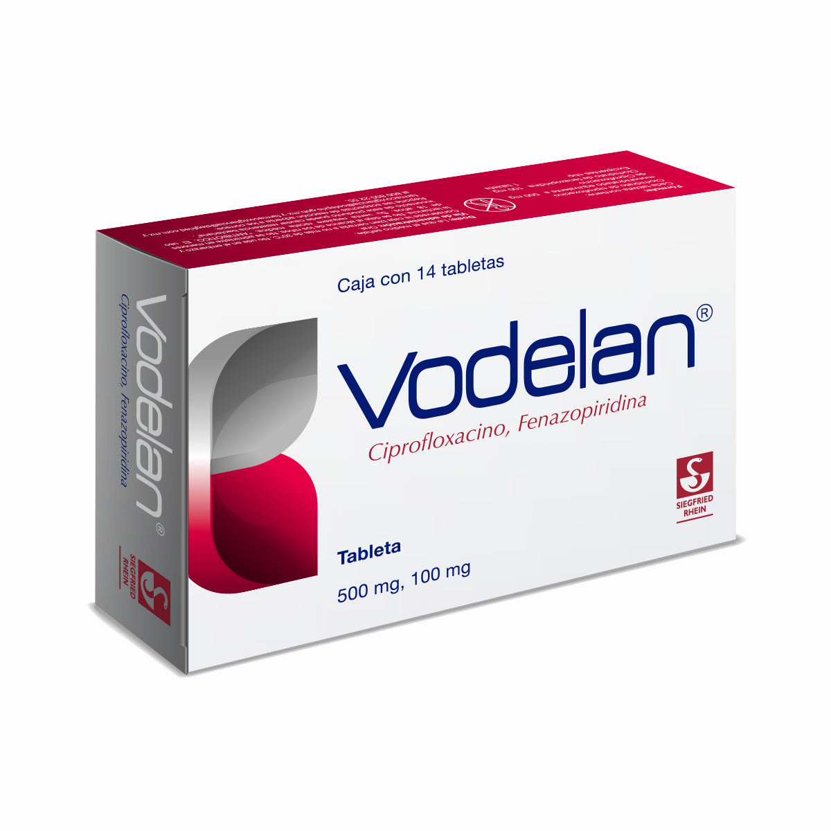 Vodelan 500 Mg / 100 Mg - Caja Con 14 Tabletas (Ciprofloxacino Y Fenazopiridina)