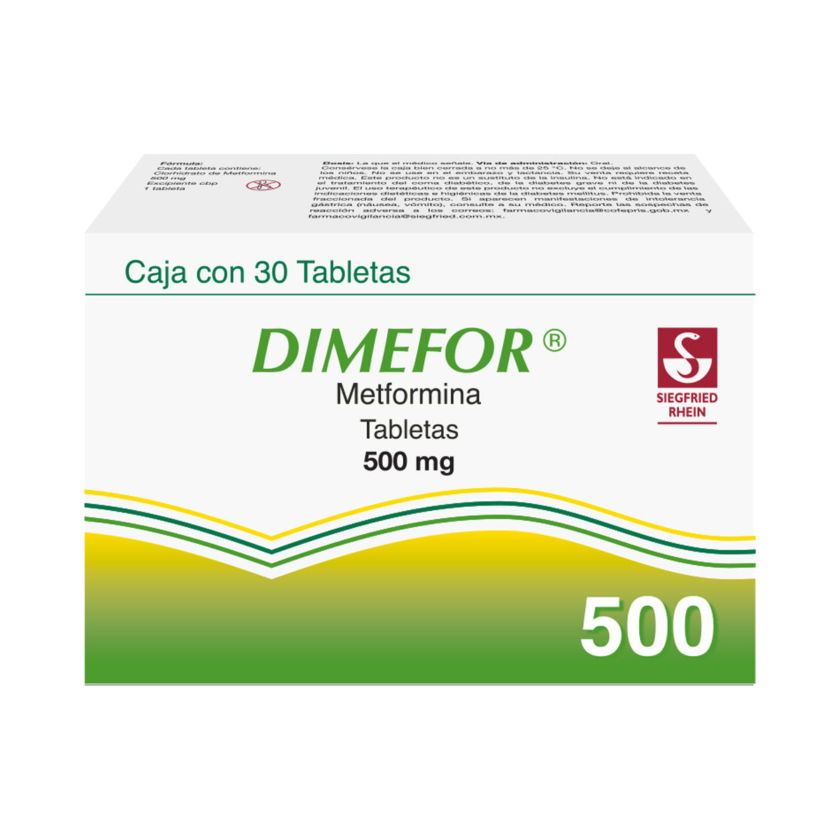 Dimefor 500 Mg - Caja Con 30 Tabletas (Metformina)