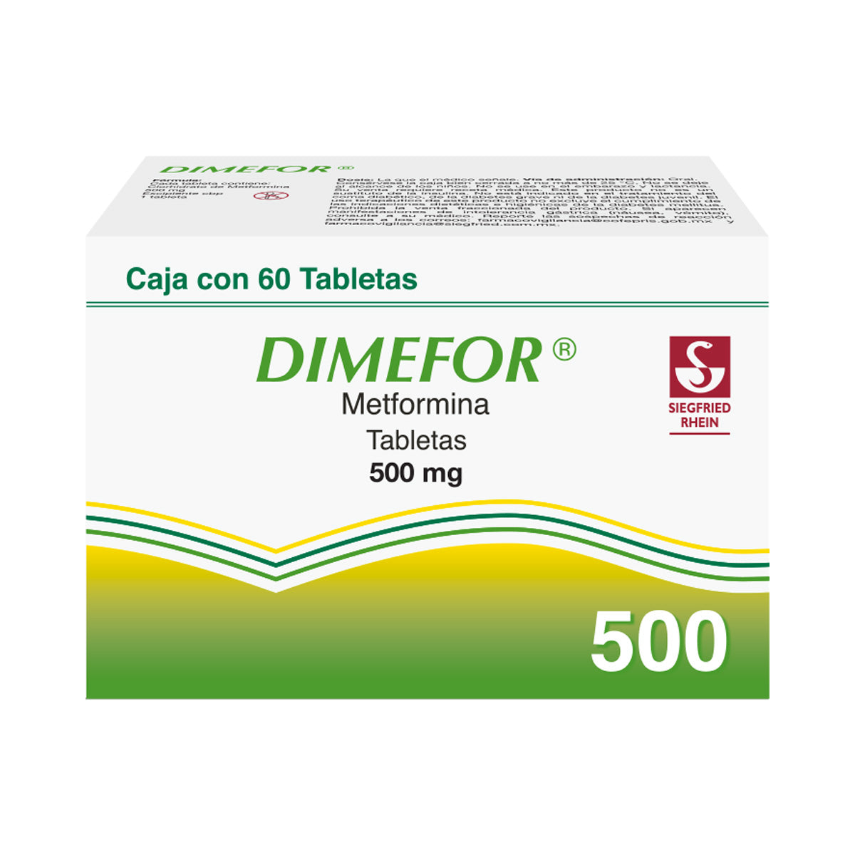 Dimefor 500 Mg - Caja Con 60 Tabletas (Metformina)