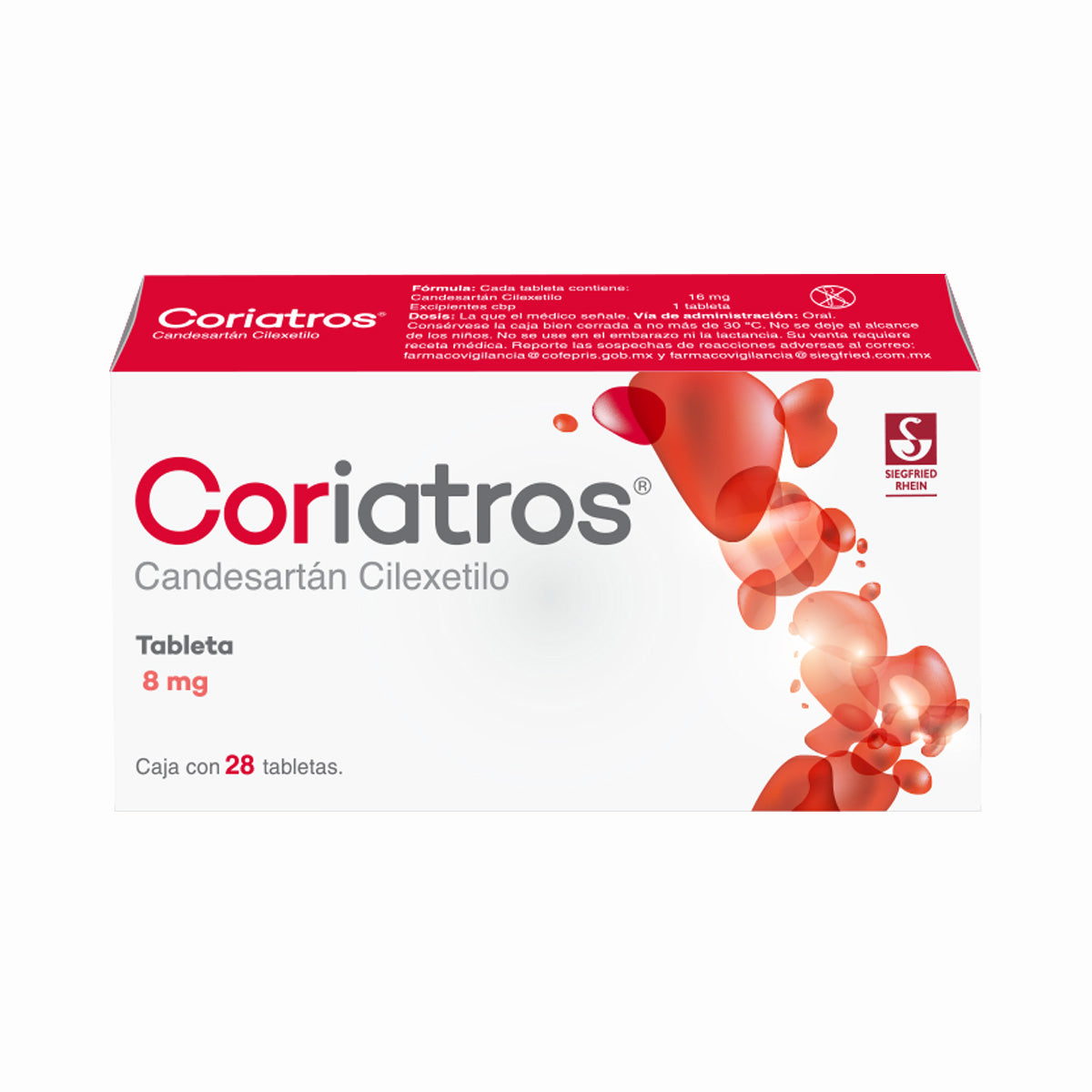 Coriatros 8 Mg - Caja Con 28 Tabletas (Candesartán)