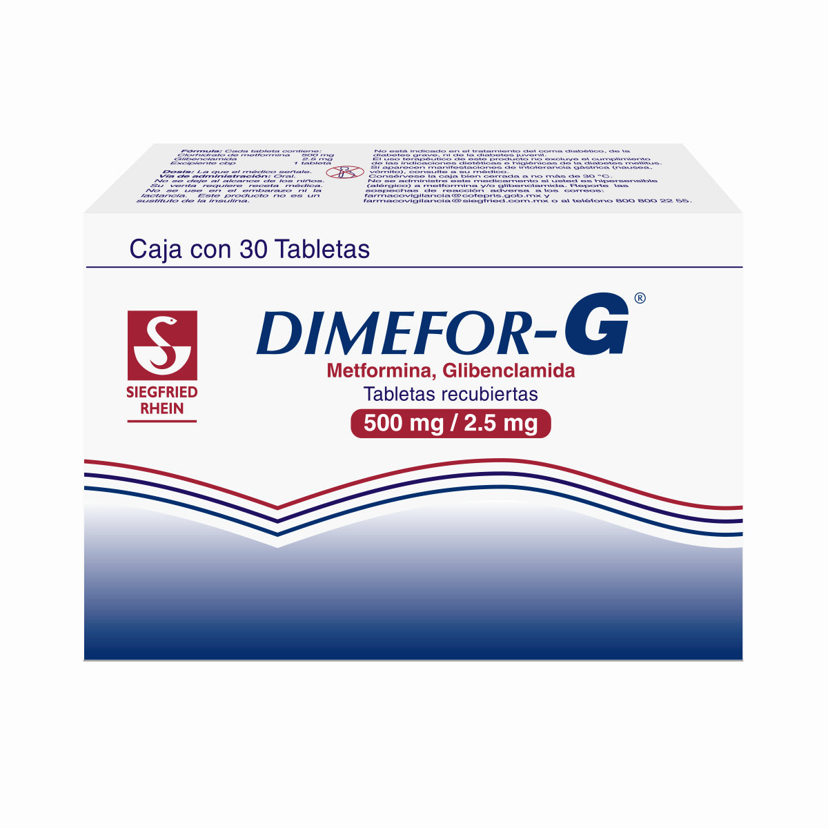 Dimefor G 850 Mg / 2.5Mg - Caja Con 30 Tabletas (Metformina Y Glibenclamida)