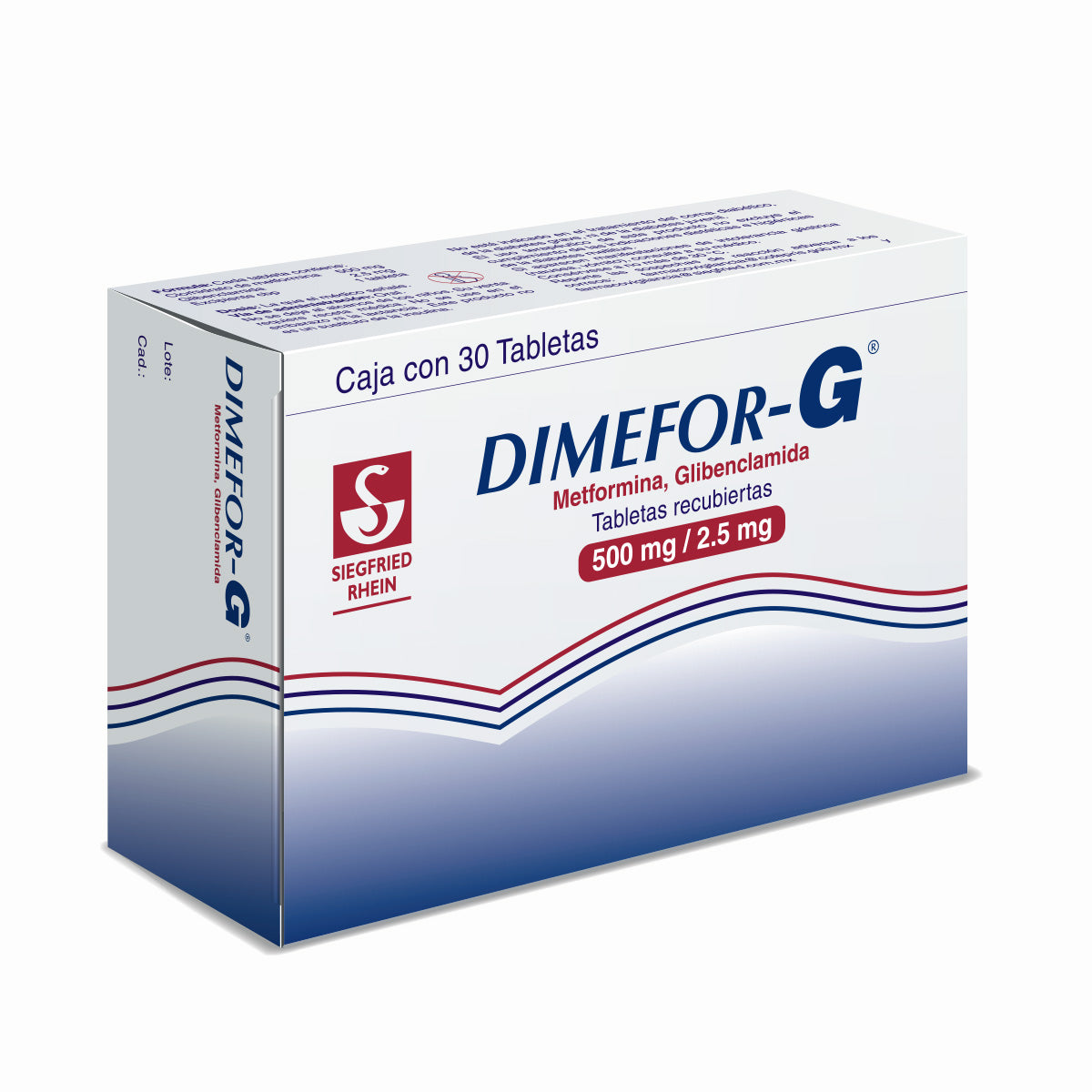 Dimefor G 850 Mg / 2.5Mg - Caja Con 30 Tabletas (Metformina Y Glibenclamida)