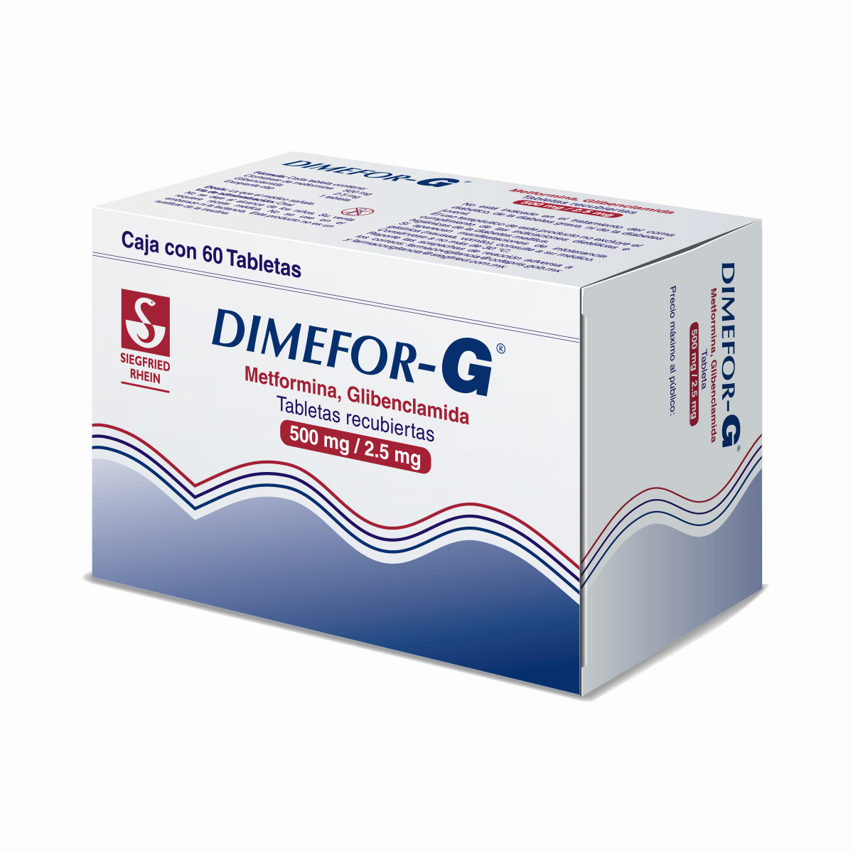 Dimefor G 500 Mg / 2.5Mg - Caja Con 60 Tabletas (Metformina Y Glibenclamida)