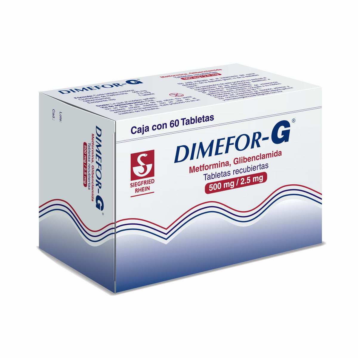 Dimefor G 500 Mg / 2.5Mg - Caja Con 60 Tabletas (Metformina Y Glibenclamida)