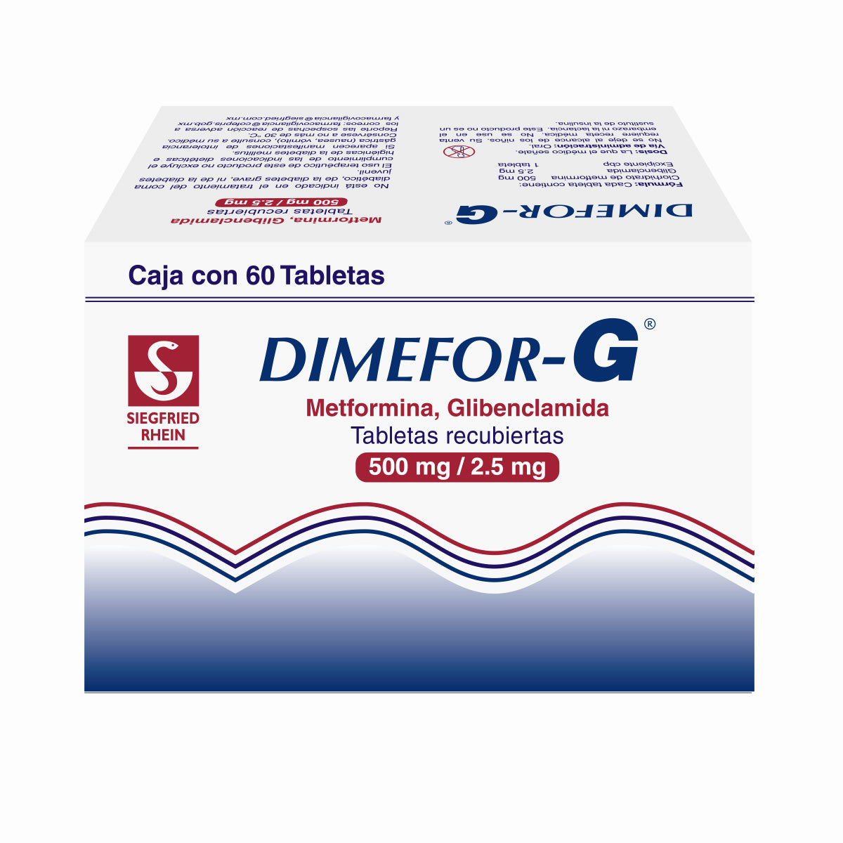 Dimefor G 500 Mg / 2.5Mg - Caja Con 60 Tabletas (Metformina Y Glibenclamida)