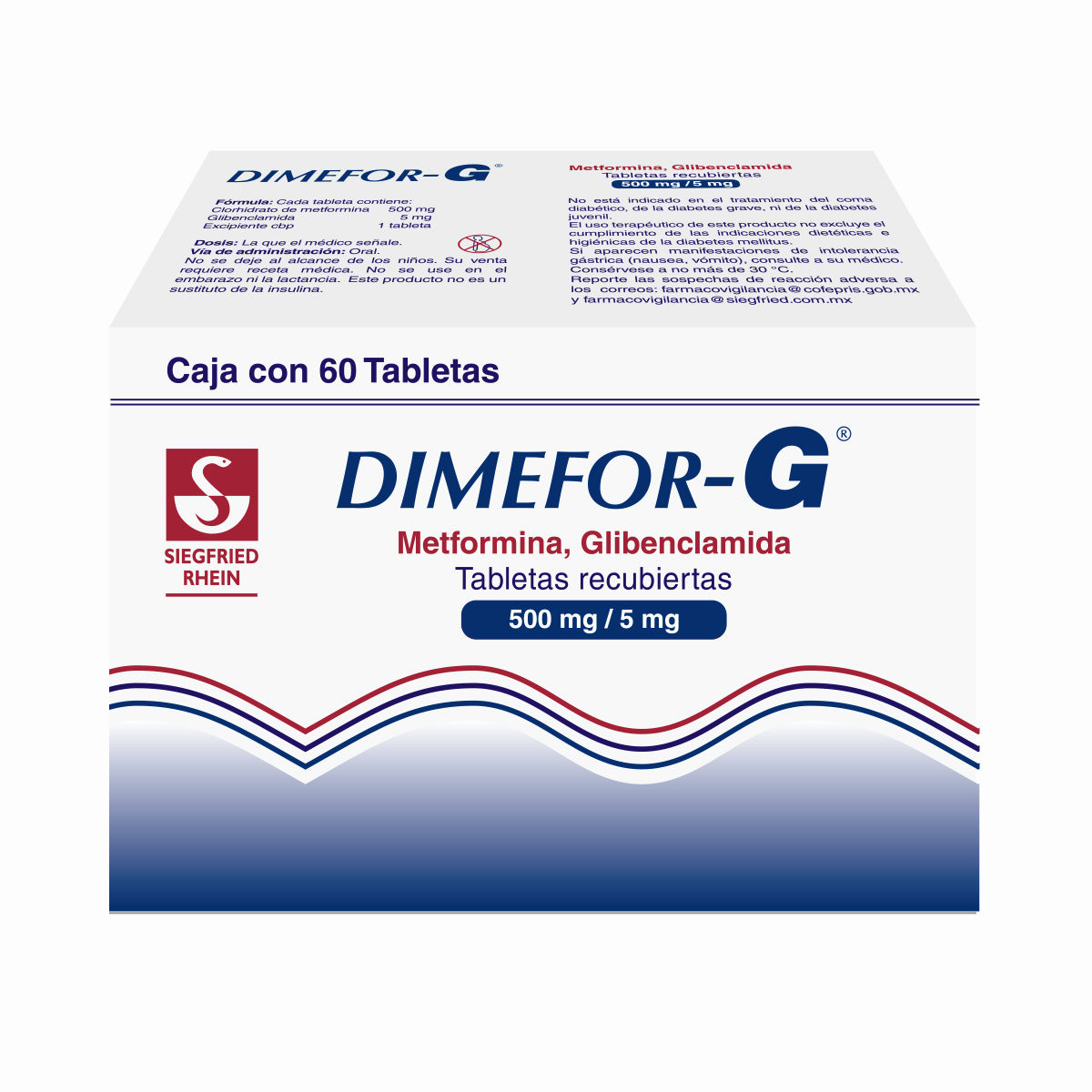 Dimefor G 500 Mg / 5 Mg - Caja Con 60 Tabletas (Metformina Y Glibenclamida)