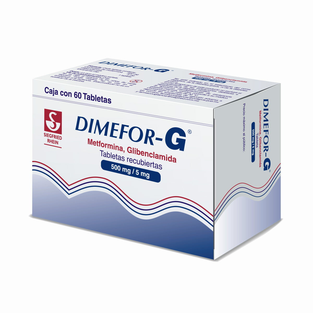 Dimefor G 500 Mg / 5 Mg - Caja Con 60 Tabletas (Metformina Y Glibenclamida)