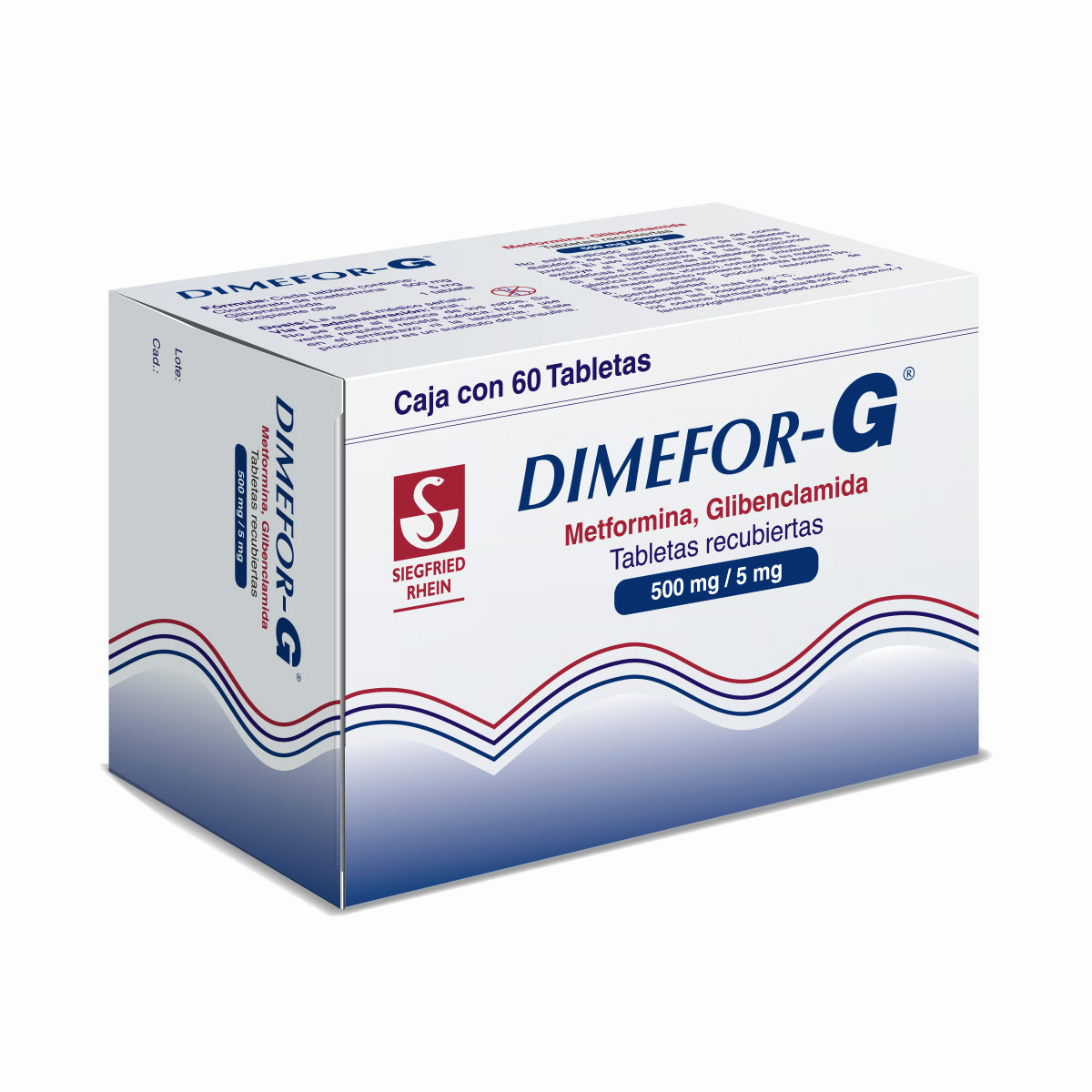 Dimefor G 500 Mg / 5 Mg - Caja Con 60 Tabletas (Metformina Y Glibenclamida)