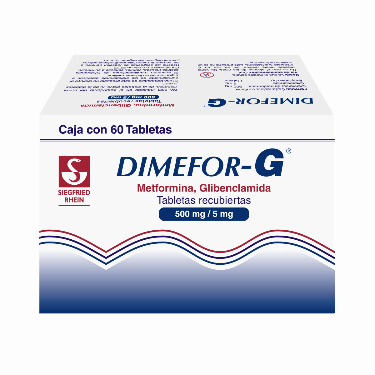 Dimefor G 500 Mg / 5 Mg - Caja Con 60 Tabletas (Metformina Y Glibenclamida)