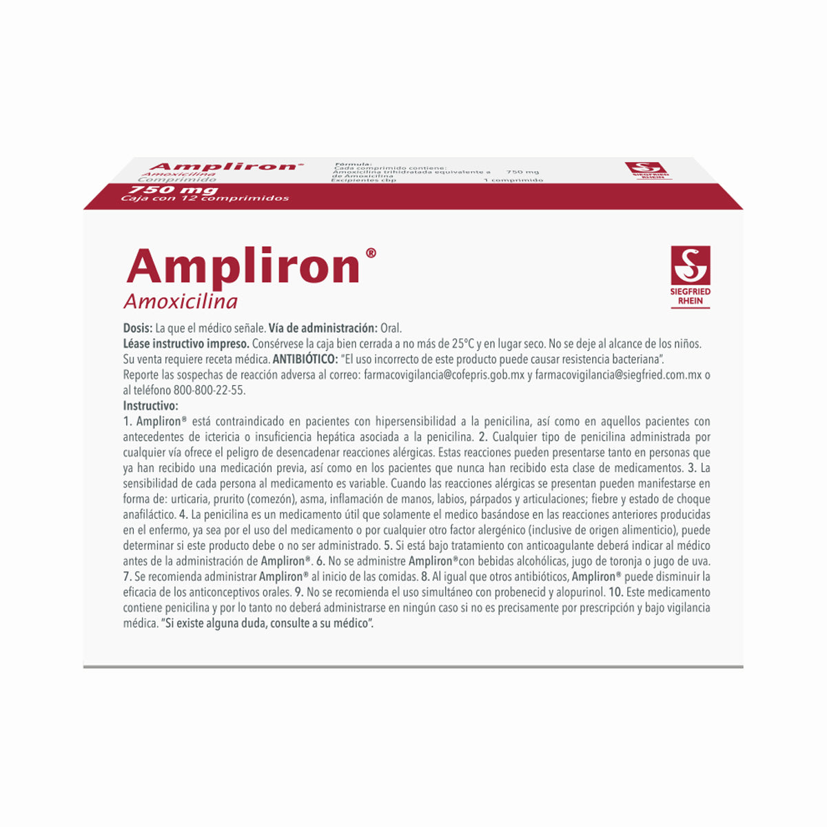 Ampliron 750 Mg Tabletas Con 12