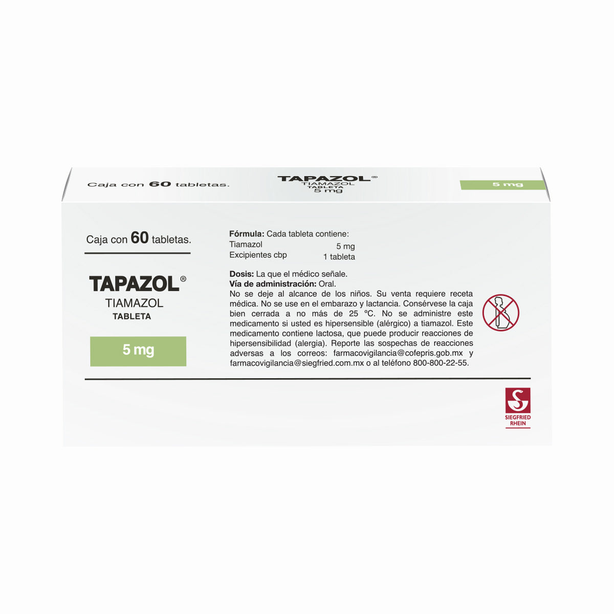 Tapazol 5 Mg Con  60 Tabletas 