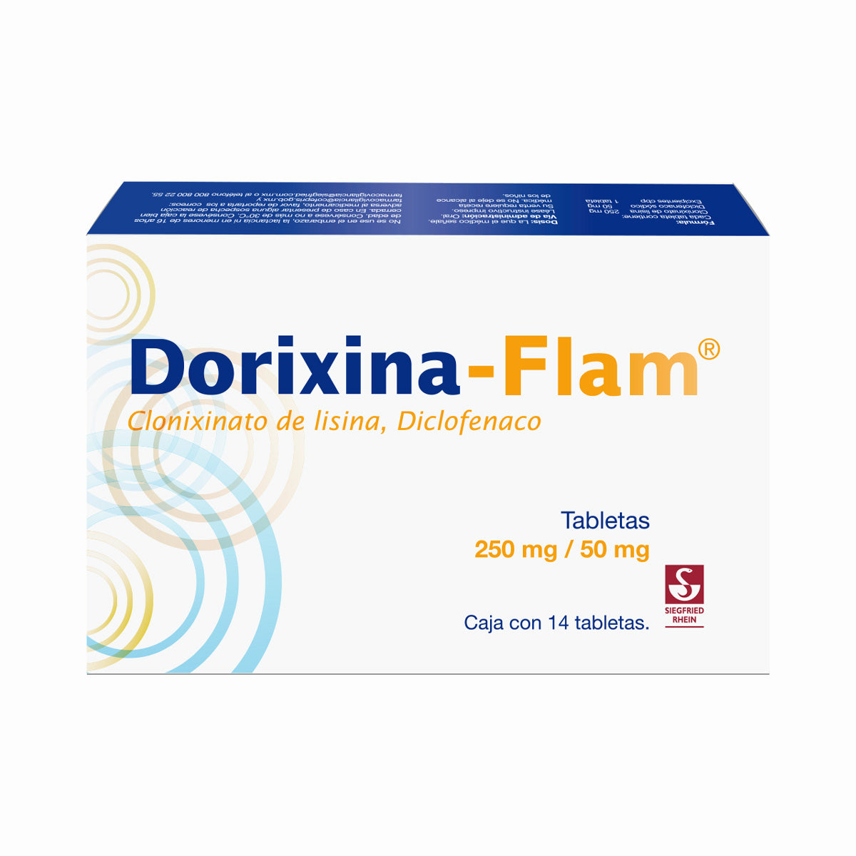 Dorixina-Flam 250 Mg / 50 Mg - Caja Con 14 Tabletas (Clonixinato De Lisina Y Diclofenaco Sódico)