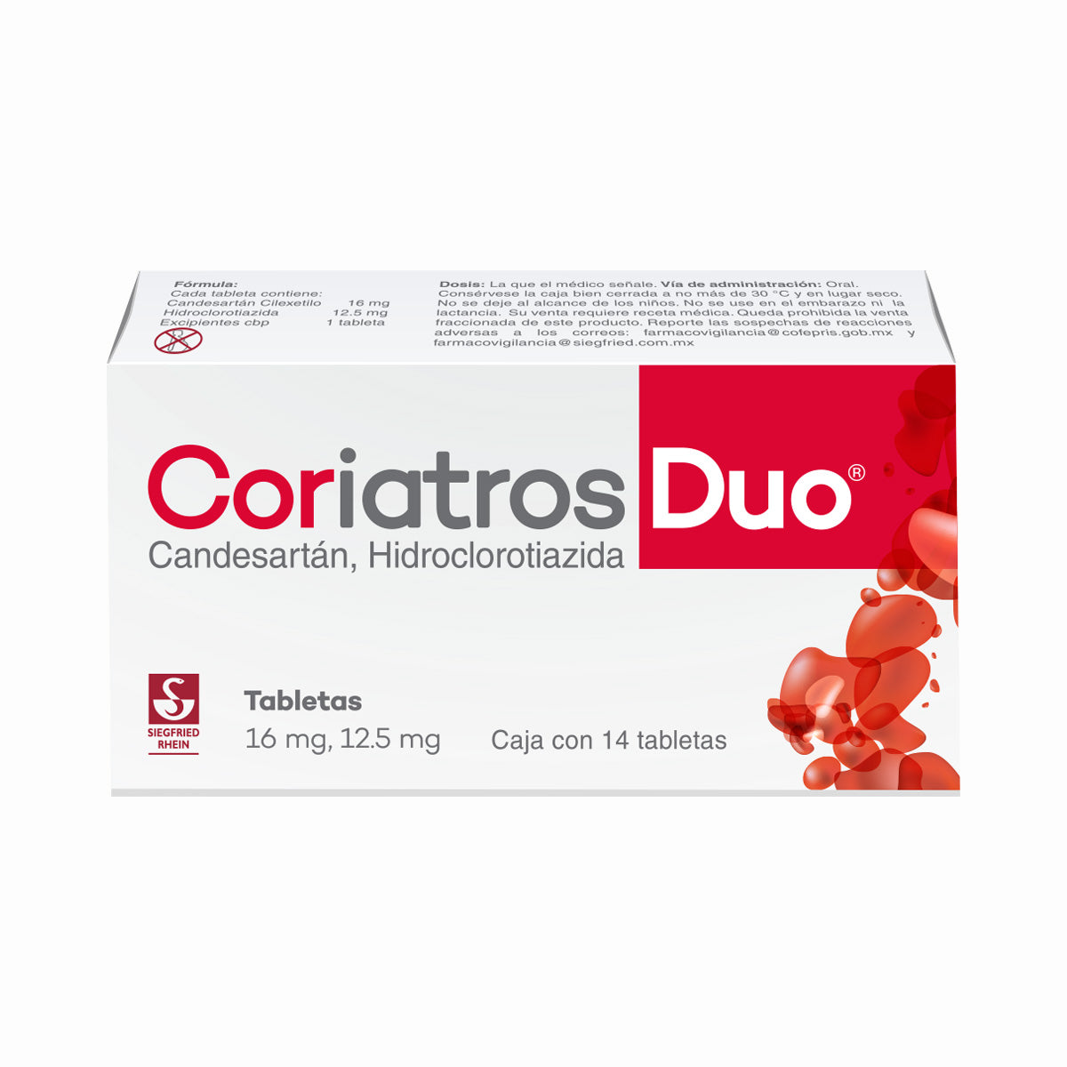 Coriatros Duo 16 Mg / 12.5 Mg - Caja Con 14 Tabletas (Candesartán Y Hidroclorotiazida)