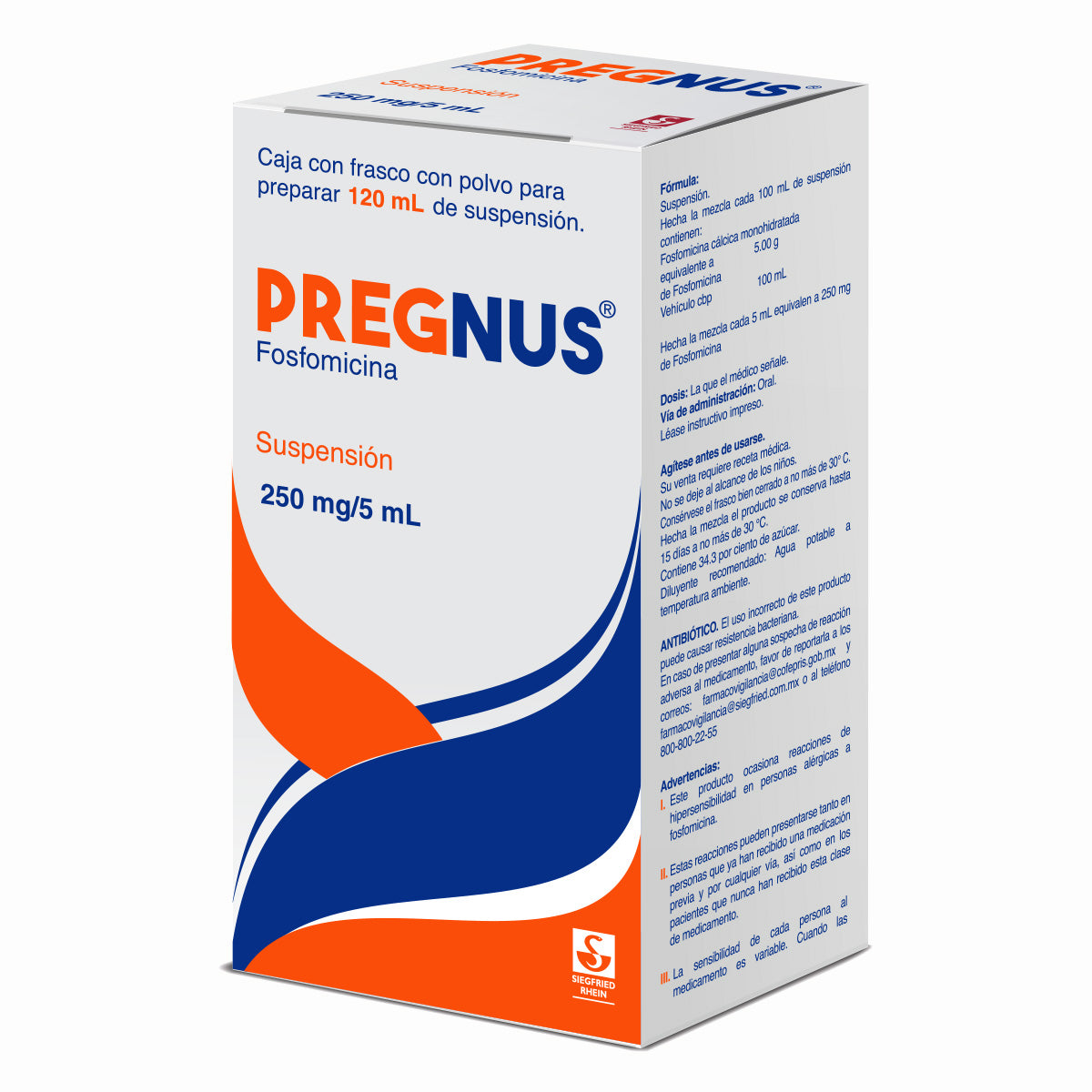 PREGNUS 250 MG/5 ML SUSPENSION  POLVO 120 ML