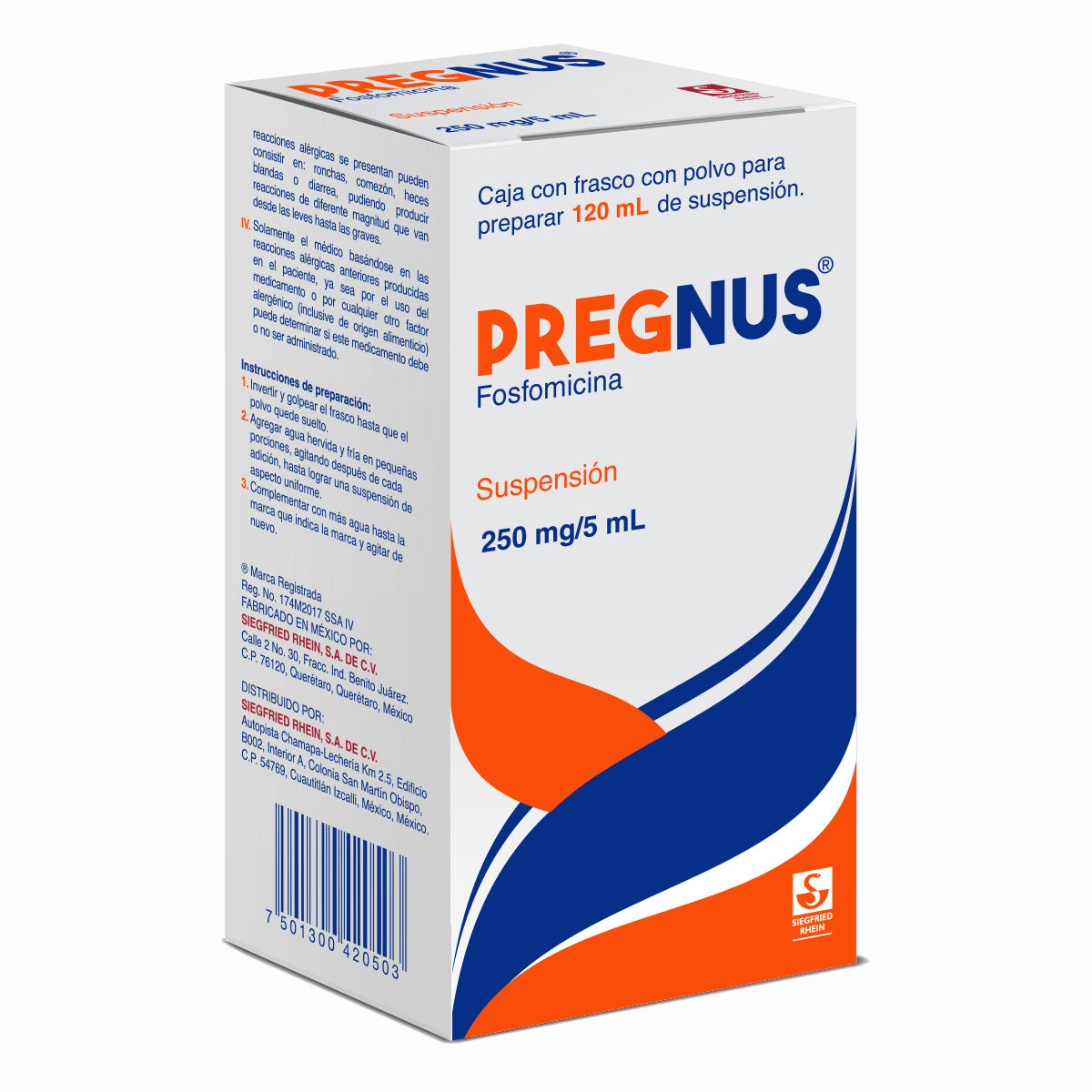 PREGNUS 250 MG/5 ML SUSPENSION  POLVO 120 ML