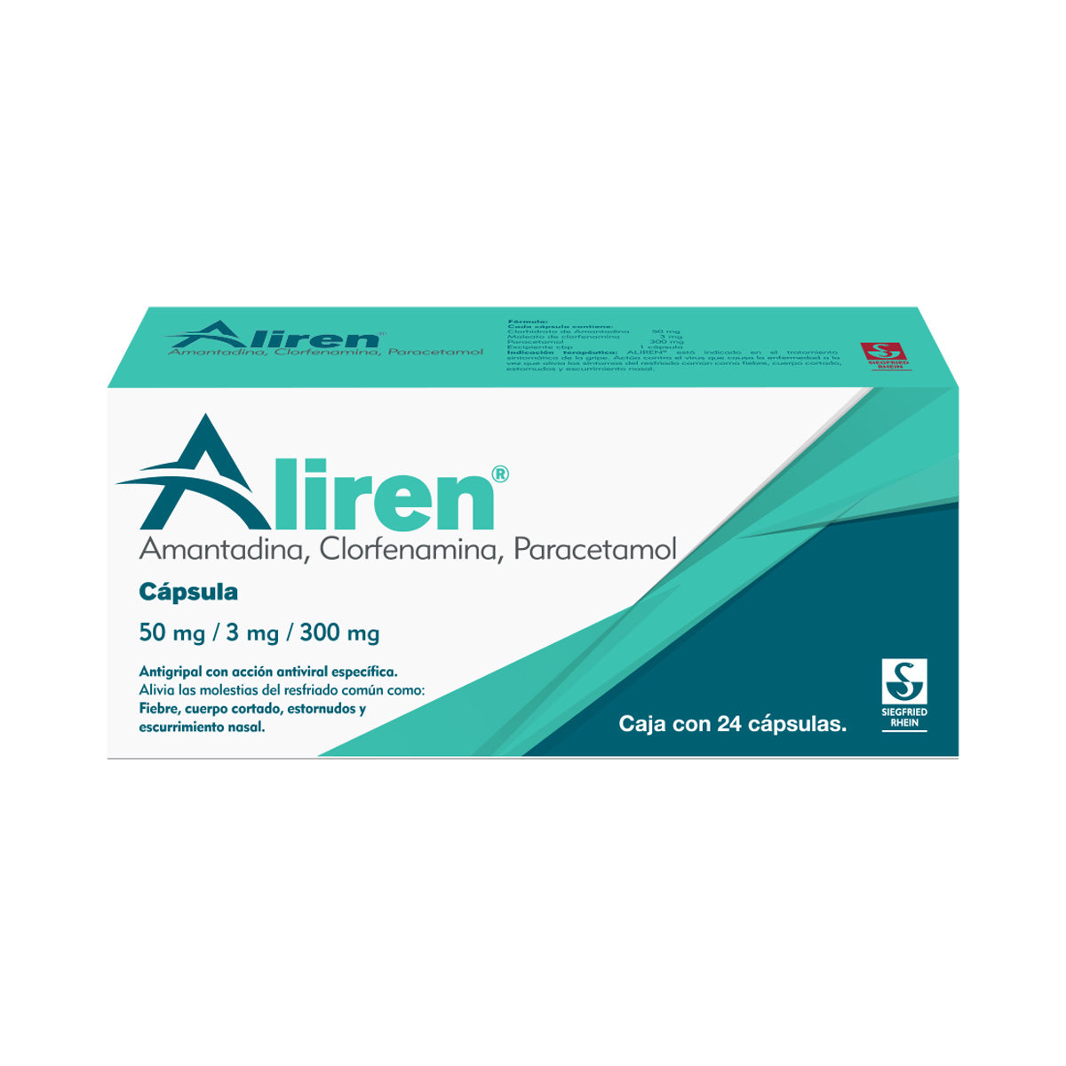 Aliren 50 Mg - Caja Con 24 Cápsulas (Amantadina, Paracetamol Y Clorfenamina)