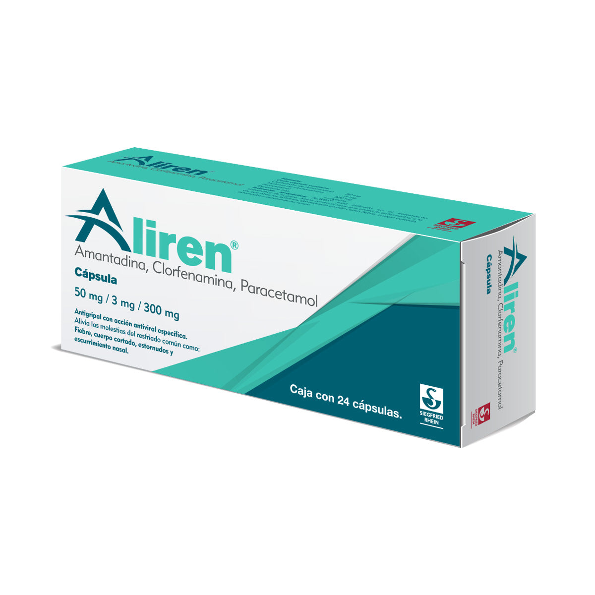 Aliren 50 Mg - Caja Con 24 Cápsulas (Amantadina, Paracetamol Y Clorfenamina)