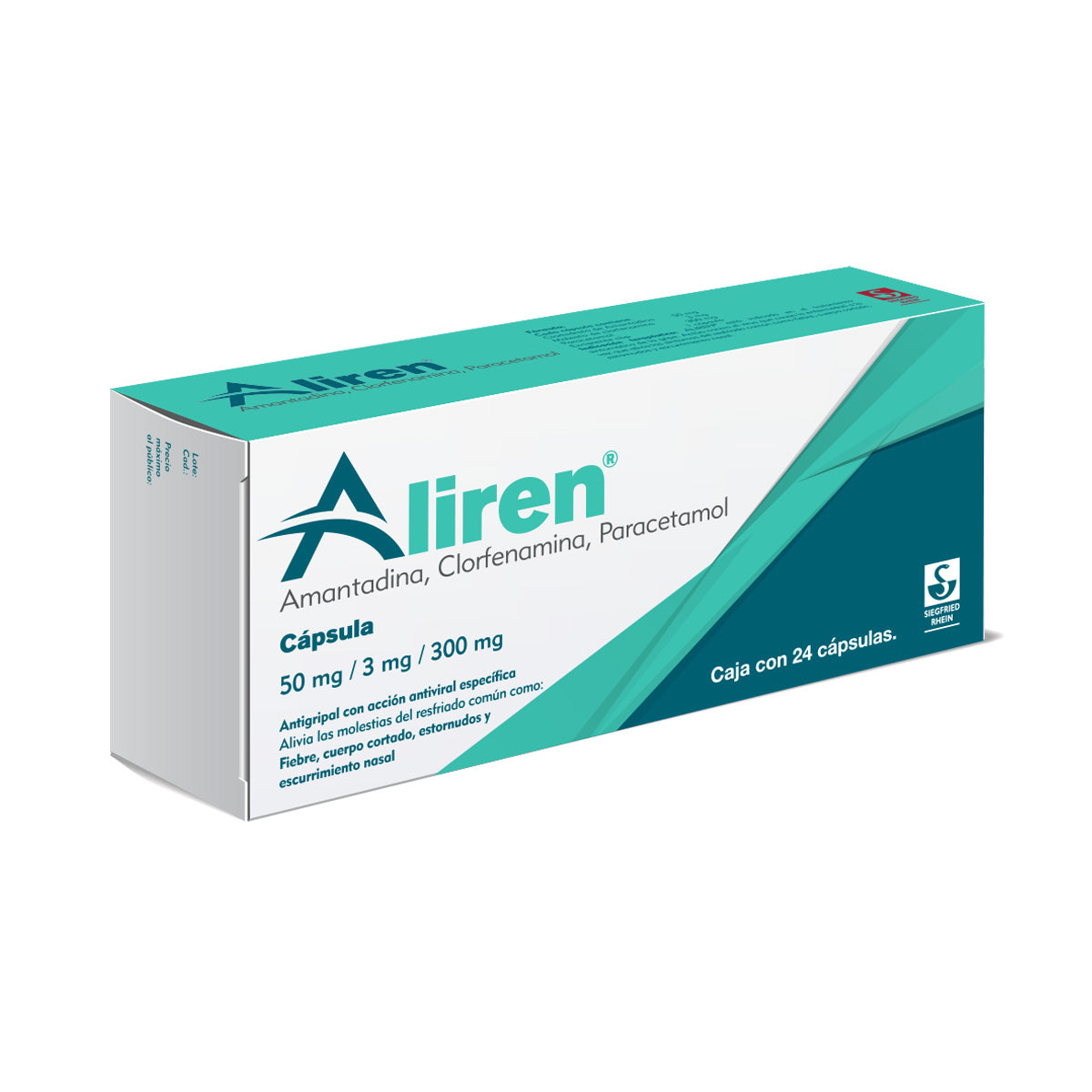 Aliren 50 Mg - Caja Con 24 Cápsulas (Amantadina, Paracetamol Y Clorfenamina)