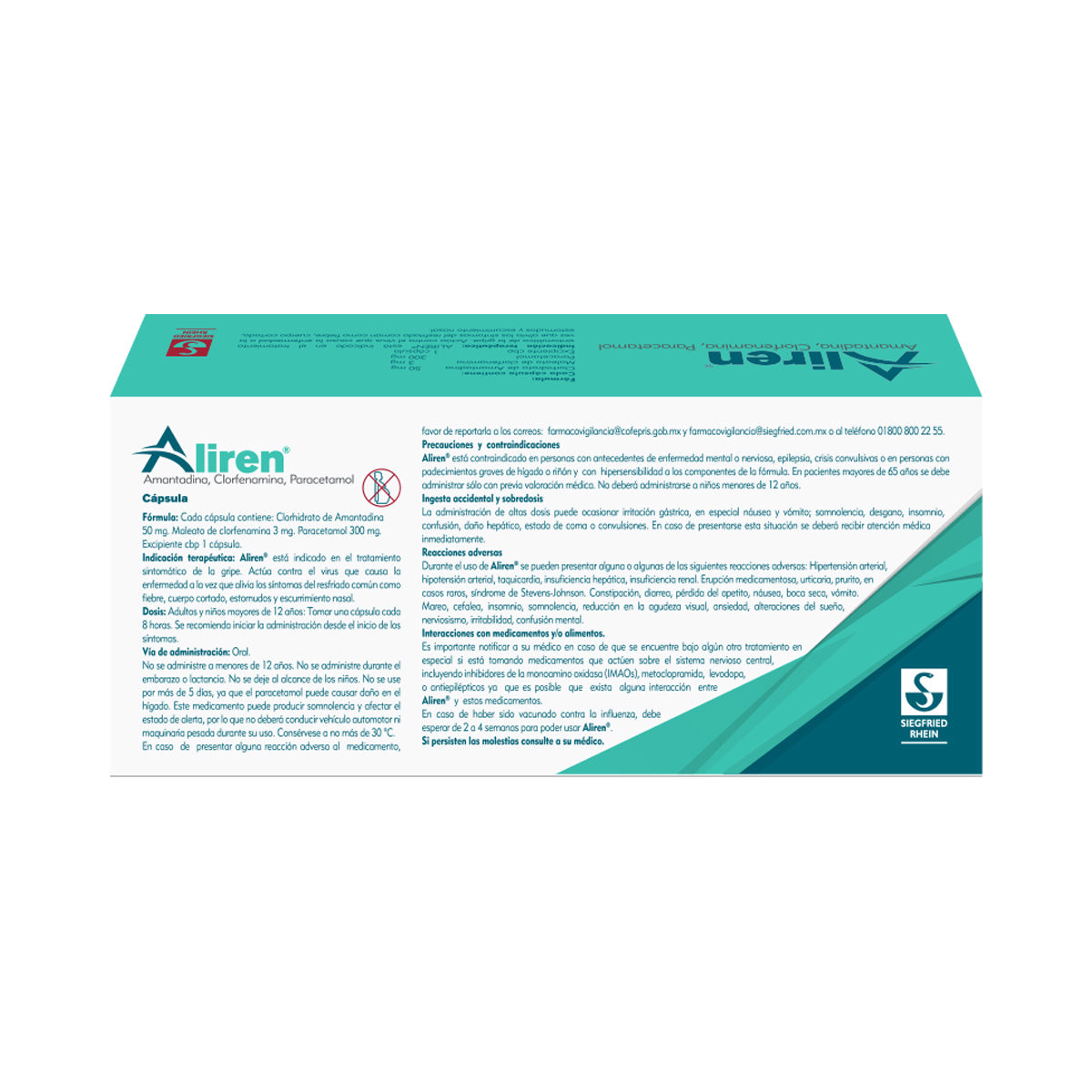 Aliren 50 Mg - Caja Con 24 Cápsulas (Amantadina, Paracetamol Y Clorfenamina)