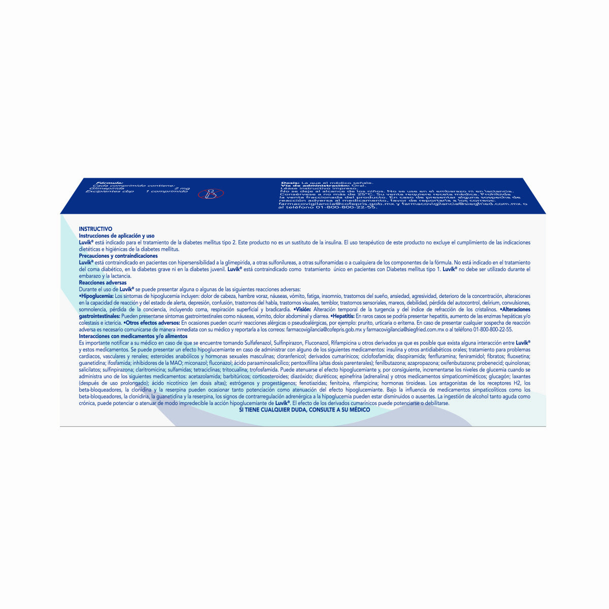 Luvik (Glimepirida) 2 Mg Con 15 Comprimidos