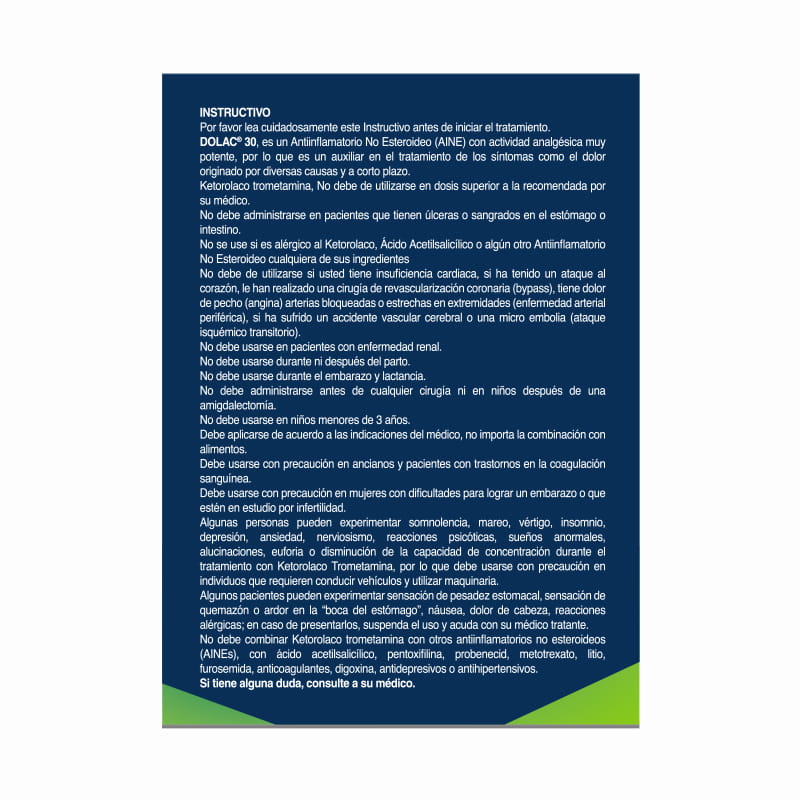Dolac 30 Mg - Caja Con 6 Tabletas Sublingual (Ketorolaco)