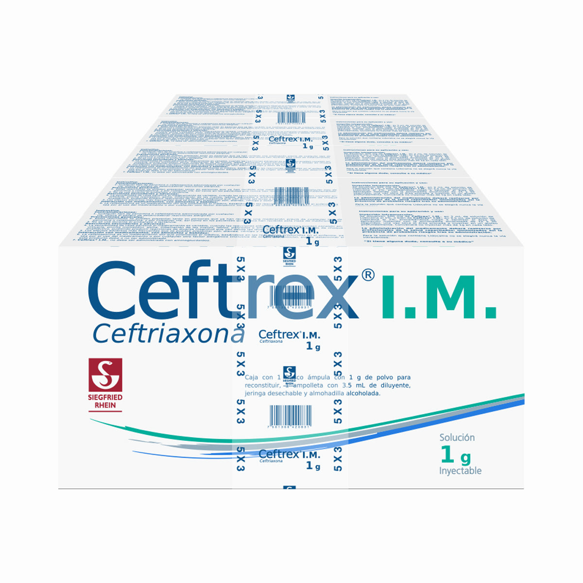 Ceftrex Im 1 G - Ampolletas Y Vial Para 5 Inyecciones (Ceftriaxona)