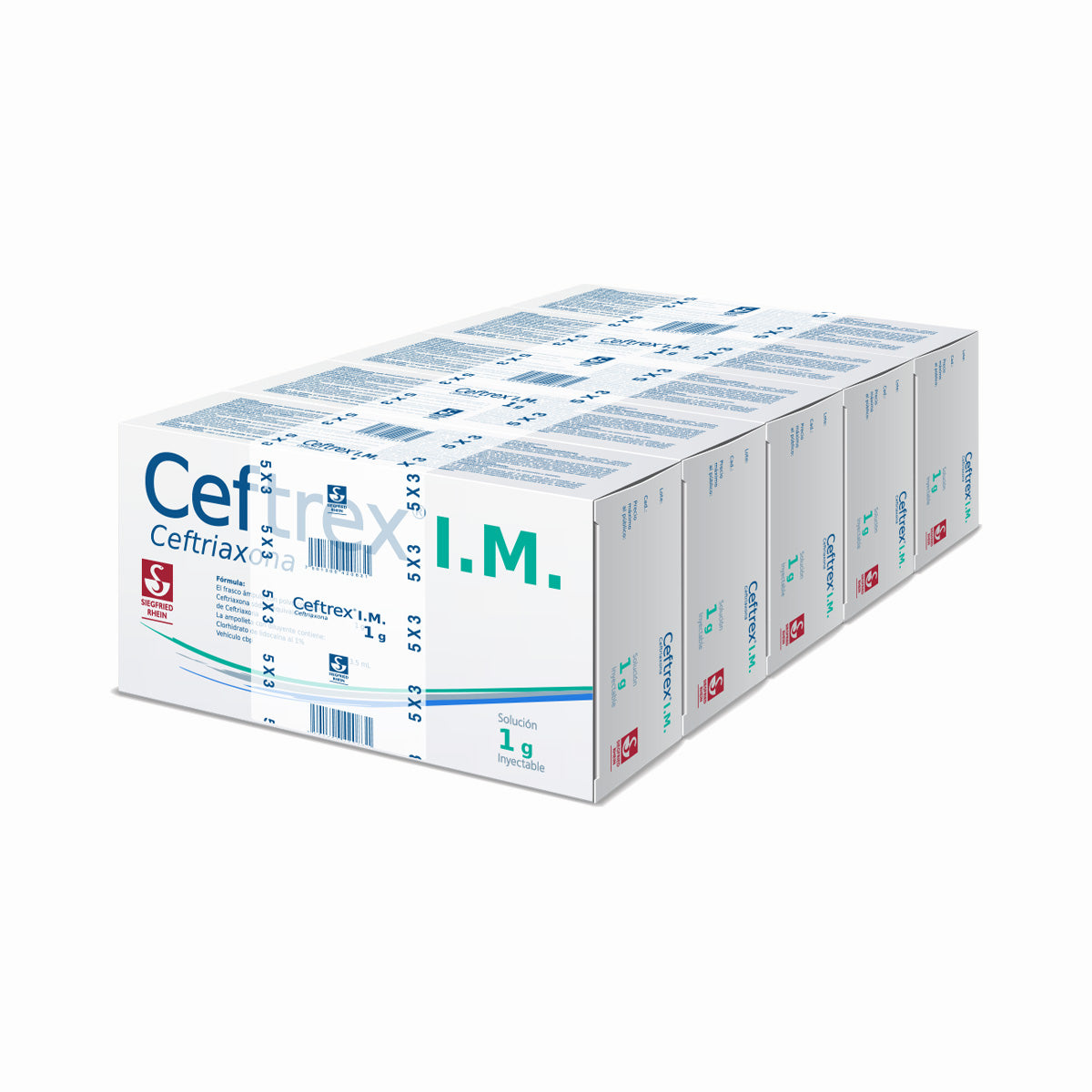 Ceftrex Im 1 G - Ampolletas Y Vial Para 5 Inyecciones (Ceftriaxona)