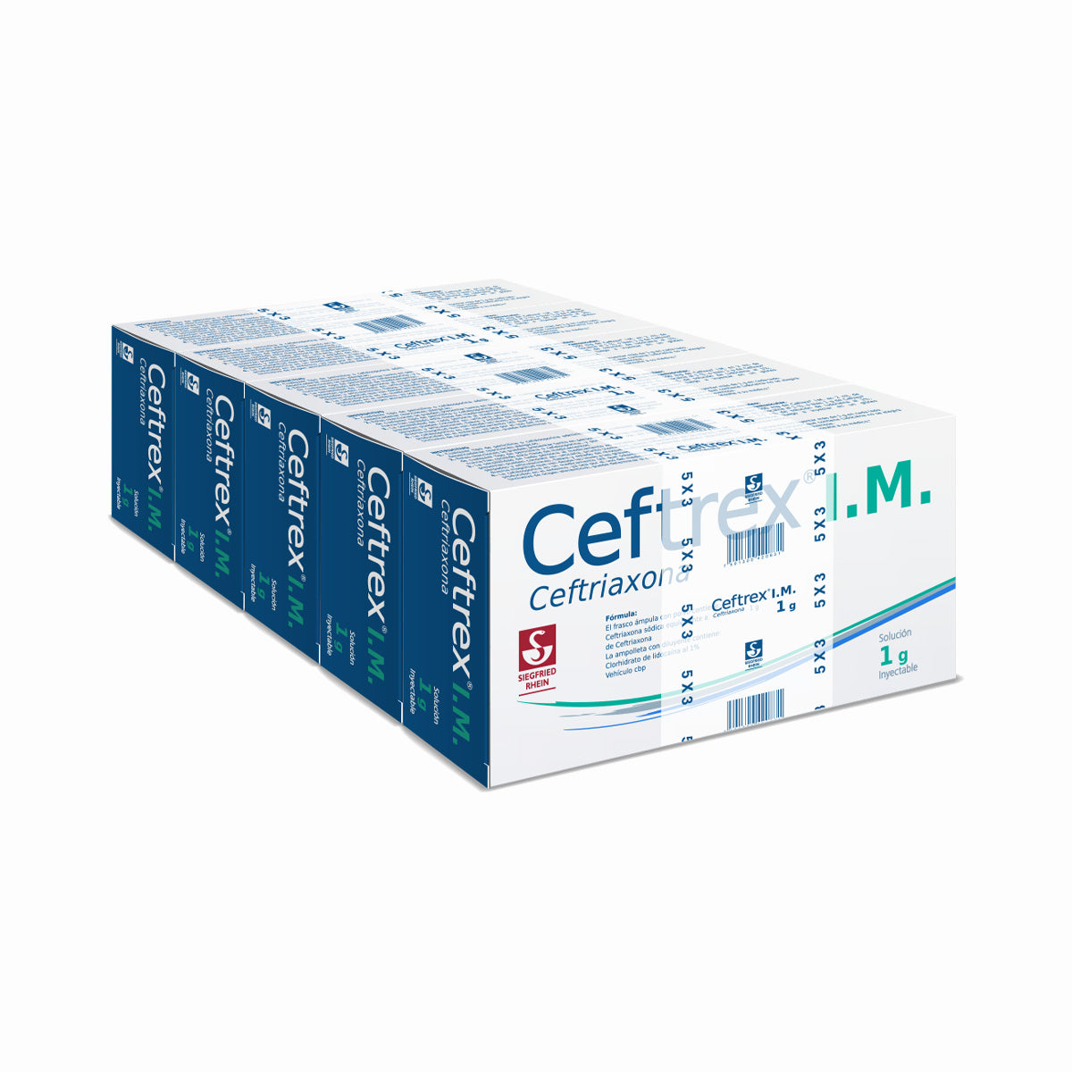 Ceftrex Im 1 G - Ampolletas Y Vial Para 5 Inyecciones (Ceftriaxona)