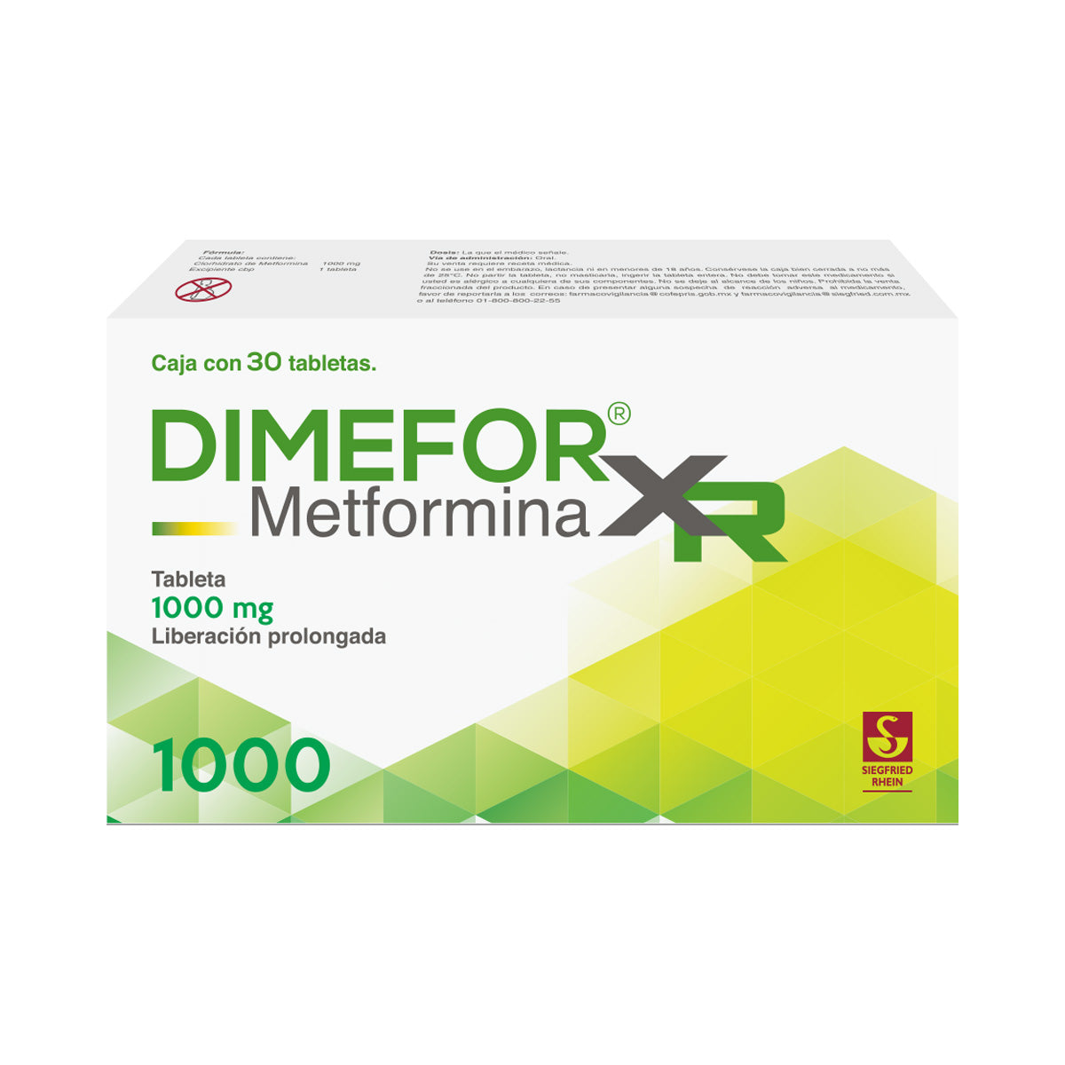Dimefor Xr 1000 Mg - Caja Con 30 Tabletas (Metformina)