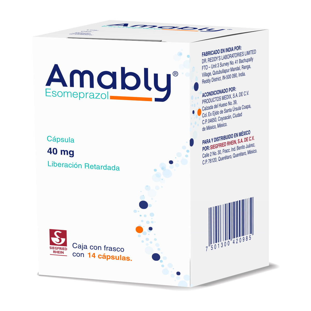 Amably 40 Mg - Frasco Con 14 Cápsulas (Esomeprazol)