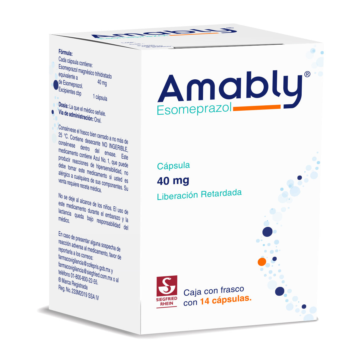 Amably 40 Mg - Frasco Con 14 Cápsulas (Esomeprazol)