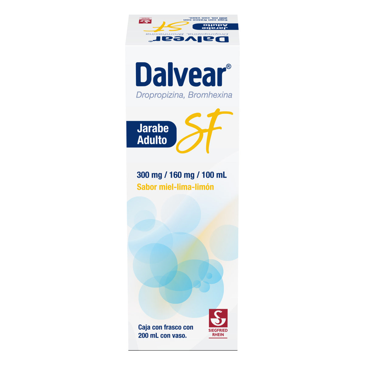 Dalvear Sf Adulto 300 Mg / 160 Mg - Jarabe Sabor Miel Y Lima Limón 200 Ml (Dropropizina Y Bromhexina
