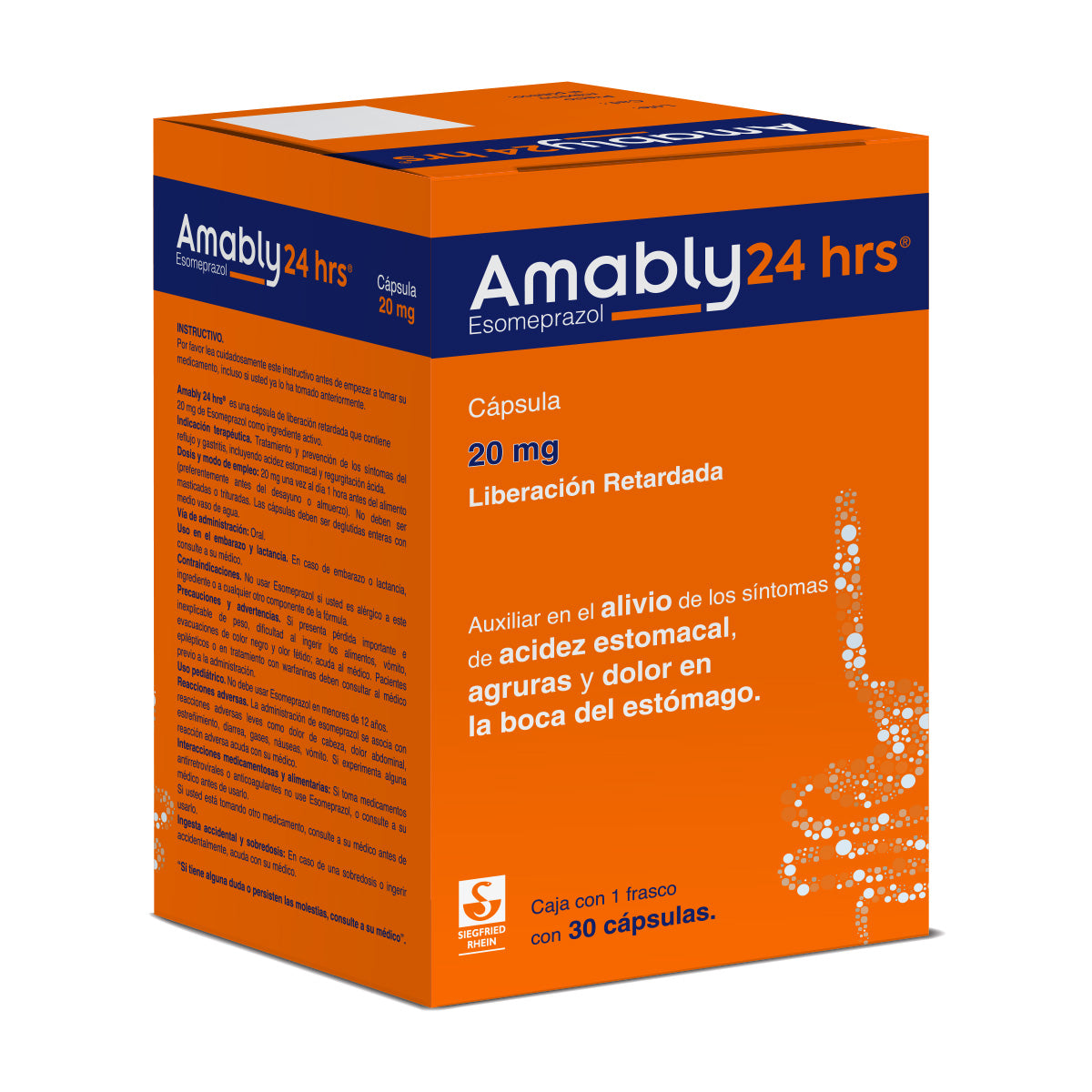 Amably 24 Hrs 20 Mg - Frasco Con 30 Cápsulas (Esomeprazol)