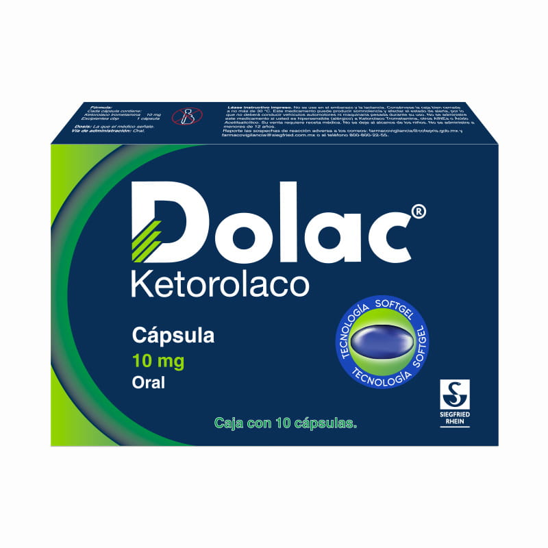 Dolac 10 Mg - Caja Con 10 Cápsulas (Ketorolaco)