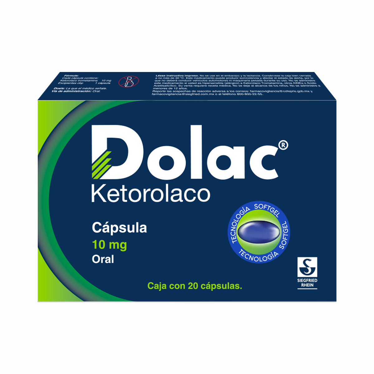 Dolac 10 Mg - Caja Con 20 Cápsulas (Ketorolaco)